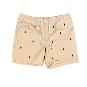Polo Ralph Lauren Prepster Shorts Tan All Over Pony Embroidered Mens L